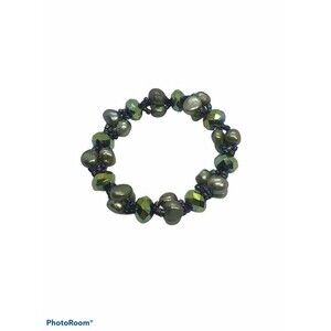 Green and Gold Stretchy Bracelet